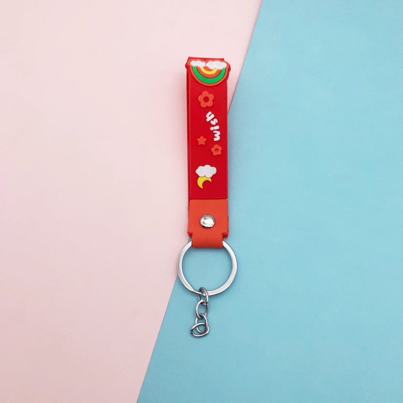 Wholesale Candy Color Rainbow Soft PVC Lanyard Keychains